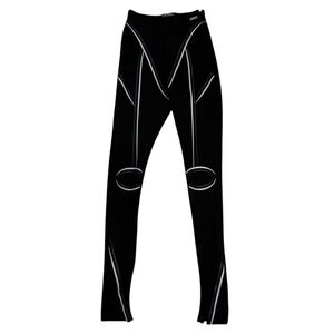 Maniere De Voir Womens Black Futuristic Contour Leggings Sz 2 Side Zip Ankle Zip